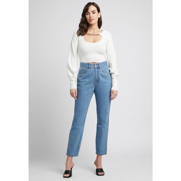 SHEIKE Khloe Cream Knit Chain Link Cropped Cardi Shrug NWT - Picture 5 of 13